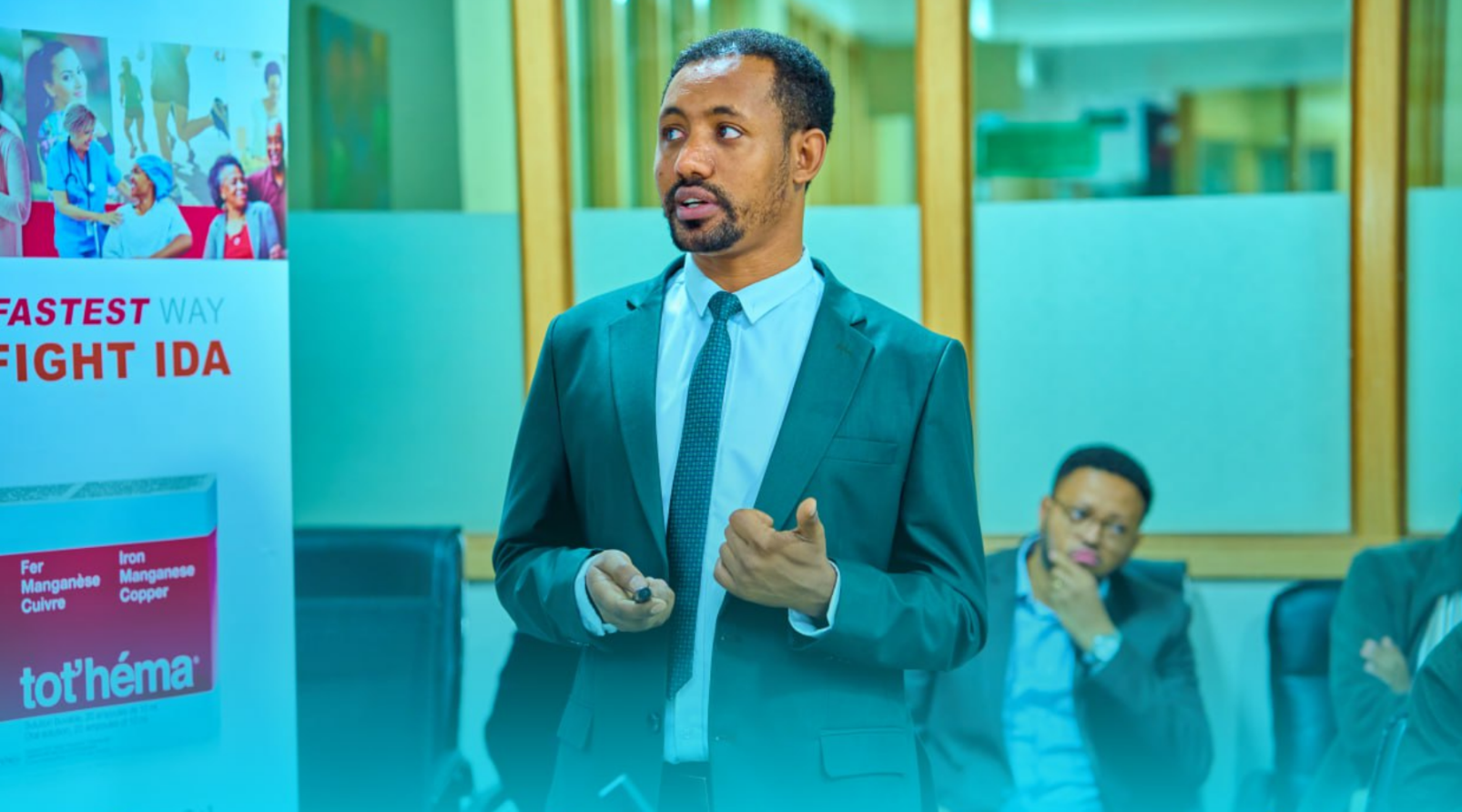 Dr. Gashaw Arega presenting at a medical conference